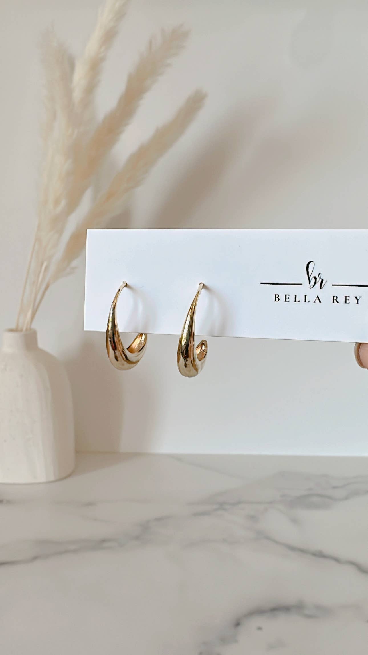 Bella Rey jewelry - Audrey hoops 18k gold plated earrings- non tarnish