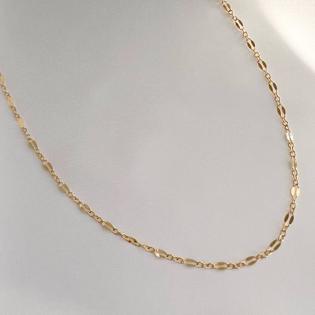 True by Kristy Jewelry - Kamryn Dapped Sequin Layering Chain Necklace Gold Filled