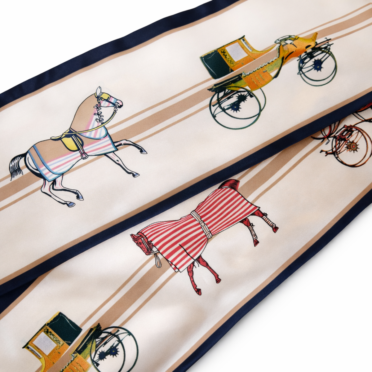 Ellison+Young - Equestrian Luxe Jumbo Twilly Scarf – Horse & Carriage Print