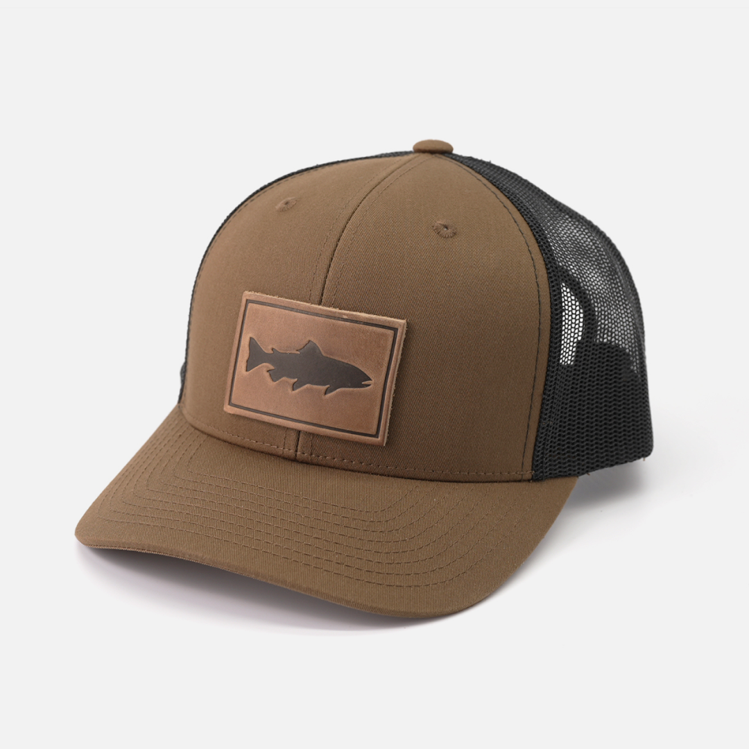 Range Leather Co. - Trout Hat - Leather Patch Trucker Cap