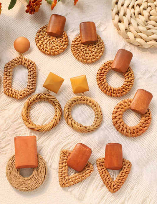 Dipped Shop - Bohemian Beach Vintage Woven Straw Earrings DP25D782