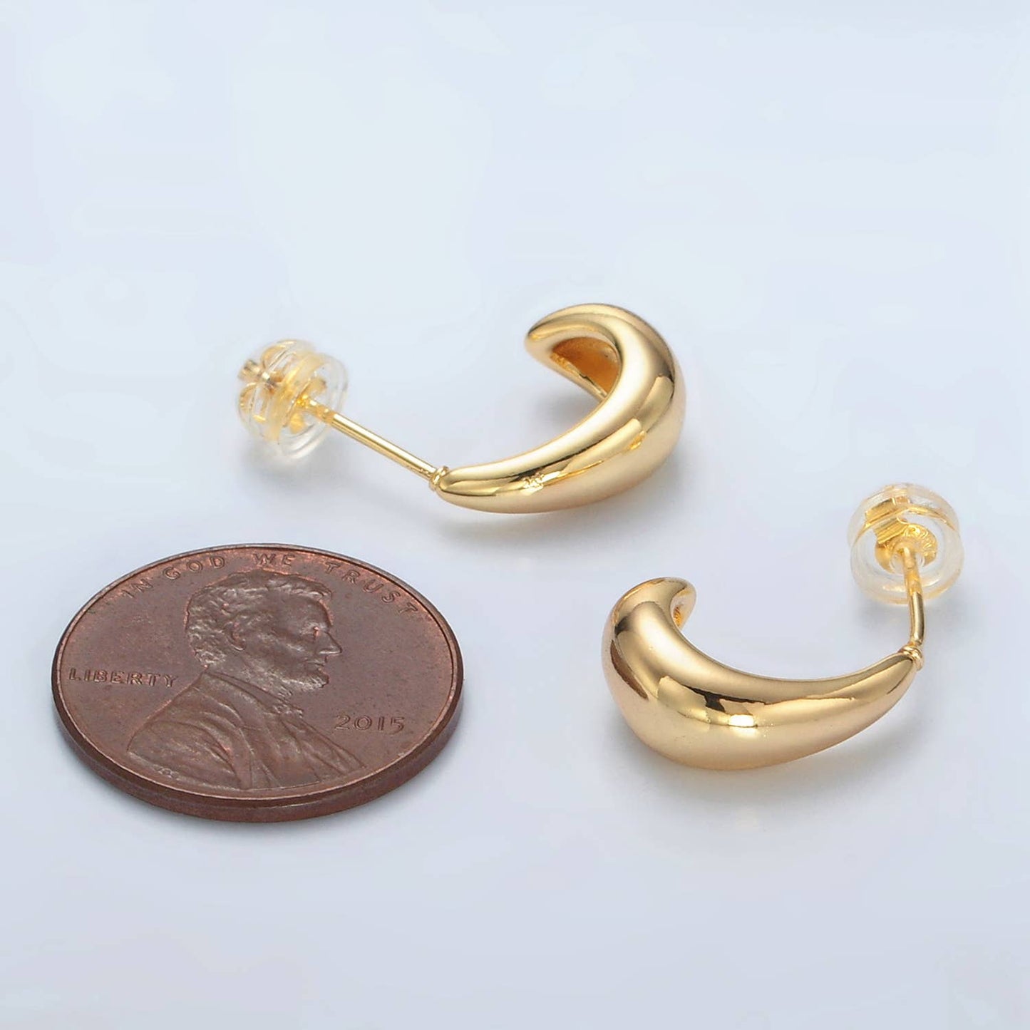 Aim Eternal - 24K Gold Filled Dome J-Shaped Hoop Earrings | Q-452