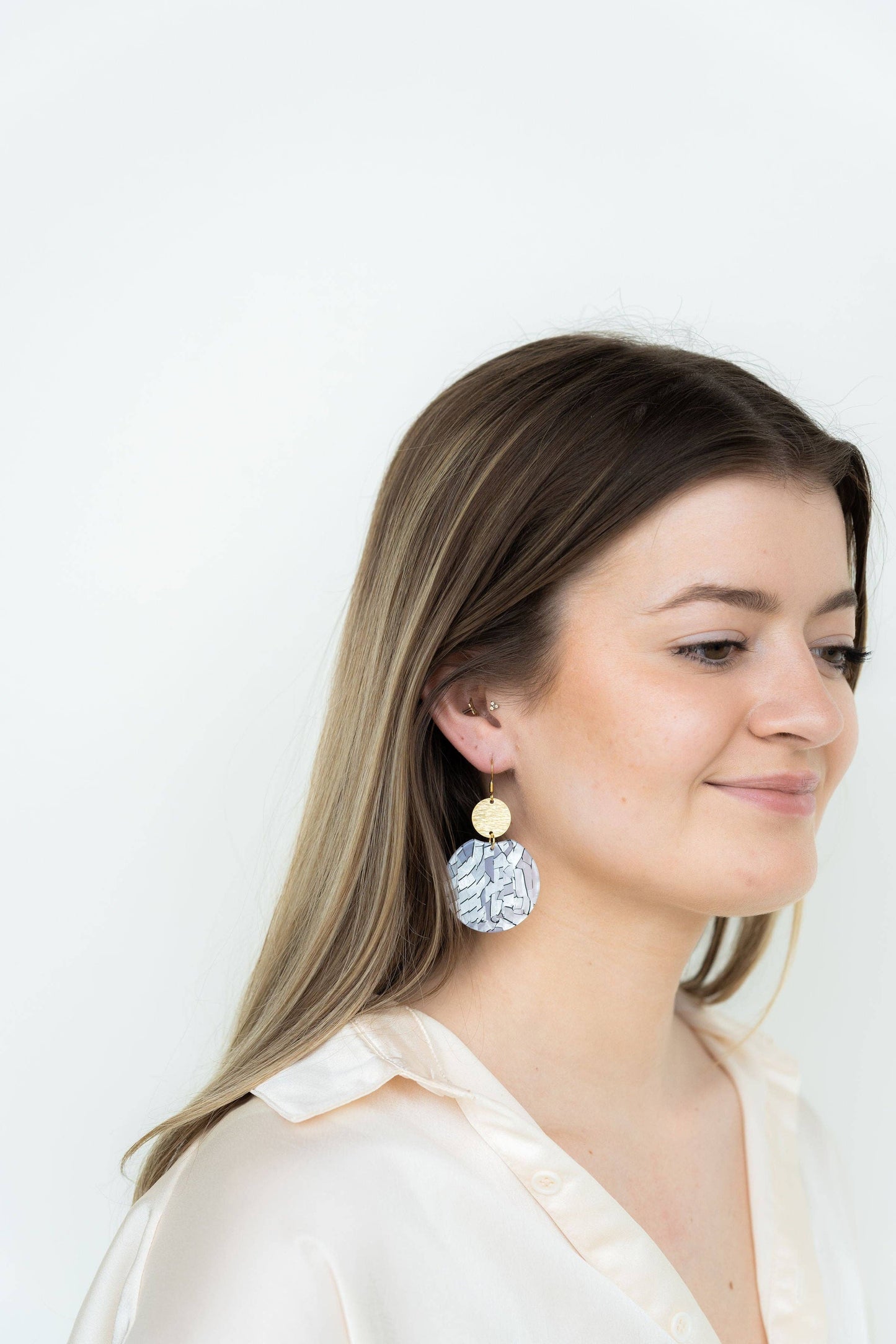 Spiffy & Splendid - Zoey Earrings - Pearl Black Stripe //Jewelry, Gifts