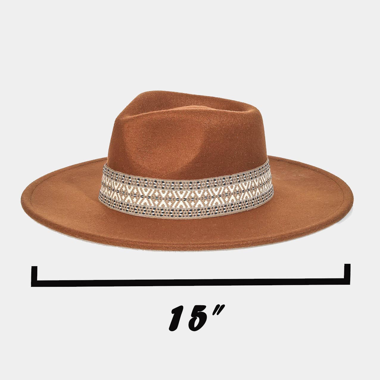 Collections by Fame Accessories - Flat Brim Boho Pattern Band Fedora Hat