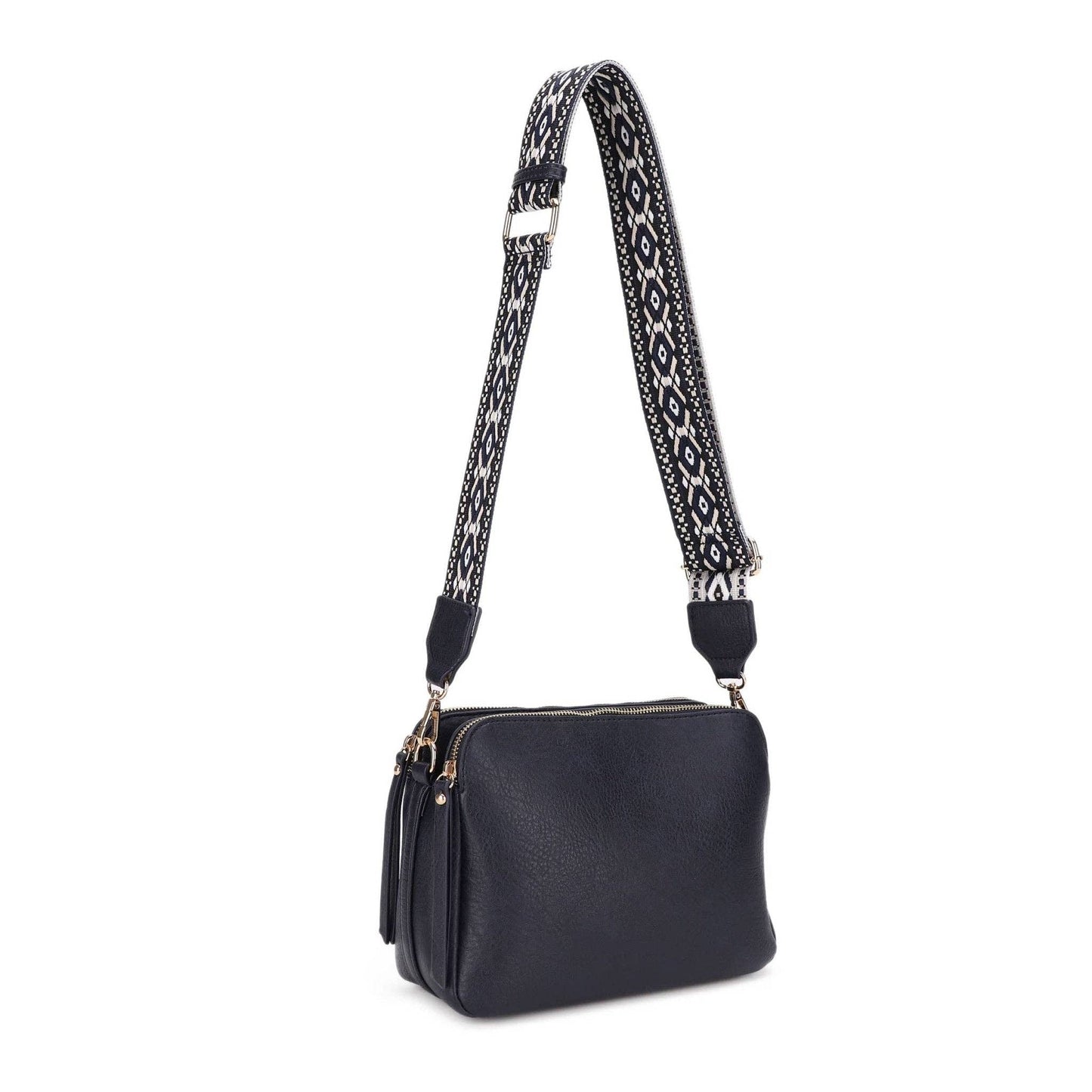 MiMi Wholesale - EJ60197 Mila 3 Compartment Crossbody Bag With Guitar Strap