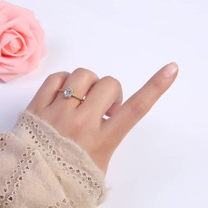 Aim Eternal - Elegant Micro Pave Rectangle CZ Stone Gold Minimalist Ring