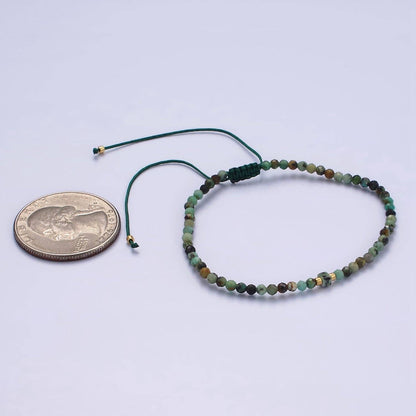 Aim Eternal - 14K Gold Filled Moss Agate Multifaceted Green Rope Adjustable Friendship Bracelet | WA-2174 ~ WA-2176