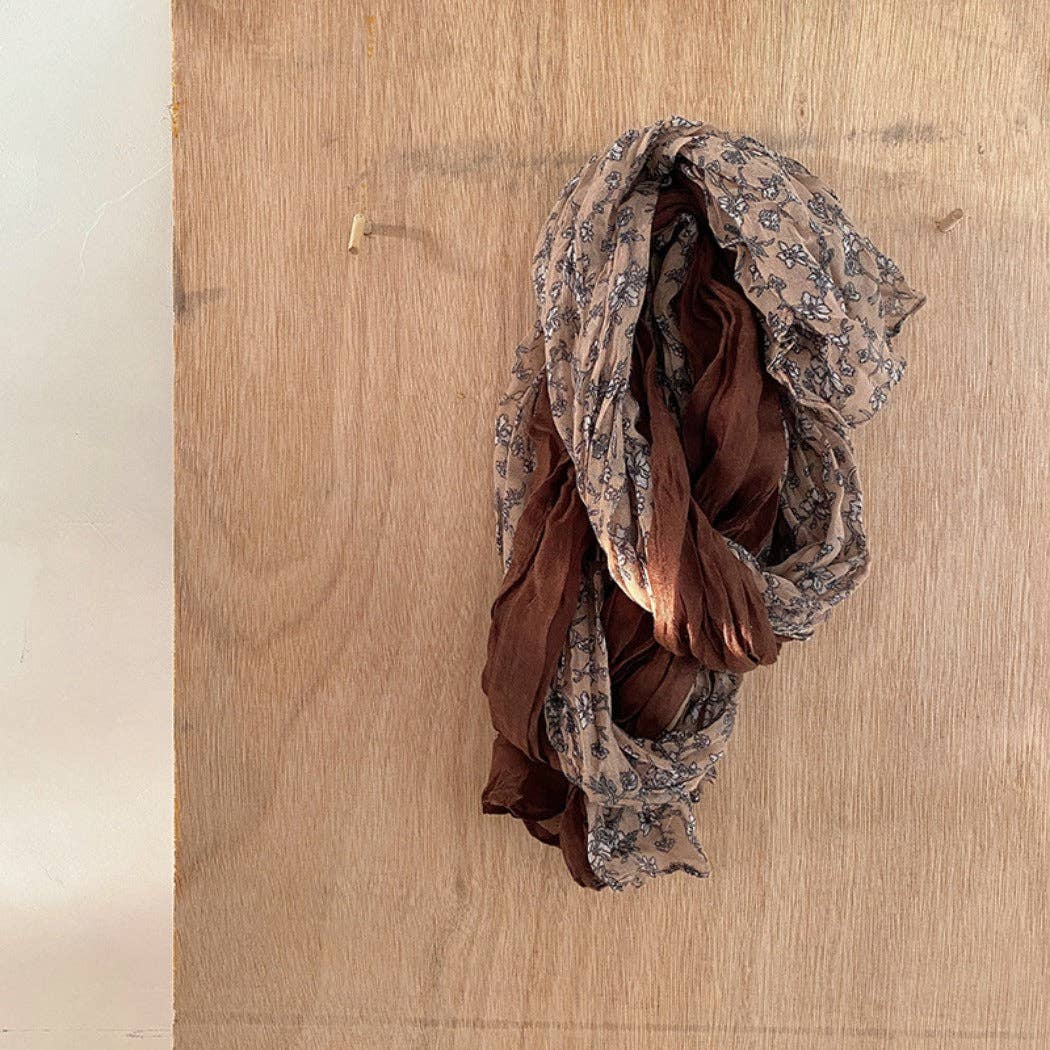 Funkyrel® Atzbranding Limited - Scarvii - Lightweight Floral Pattern Ruched Scarf