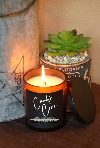 Driftless Studios - Candy Cane Soy Wax Candles - 10oz Jar - Christmas Decor