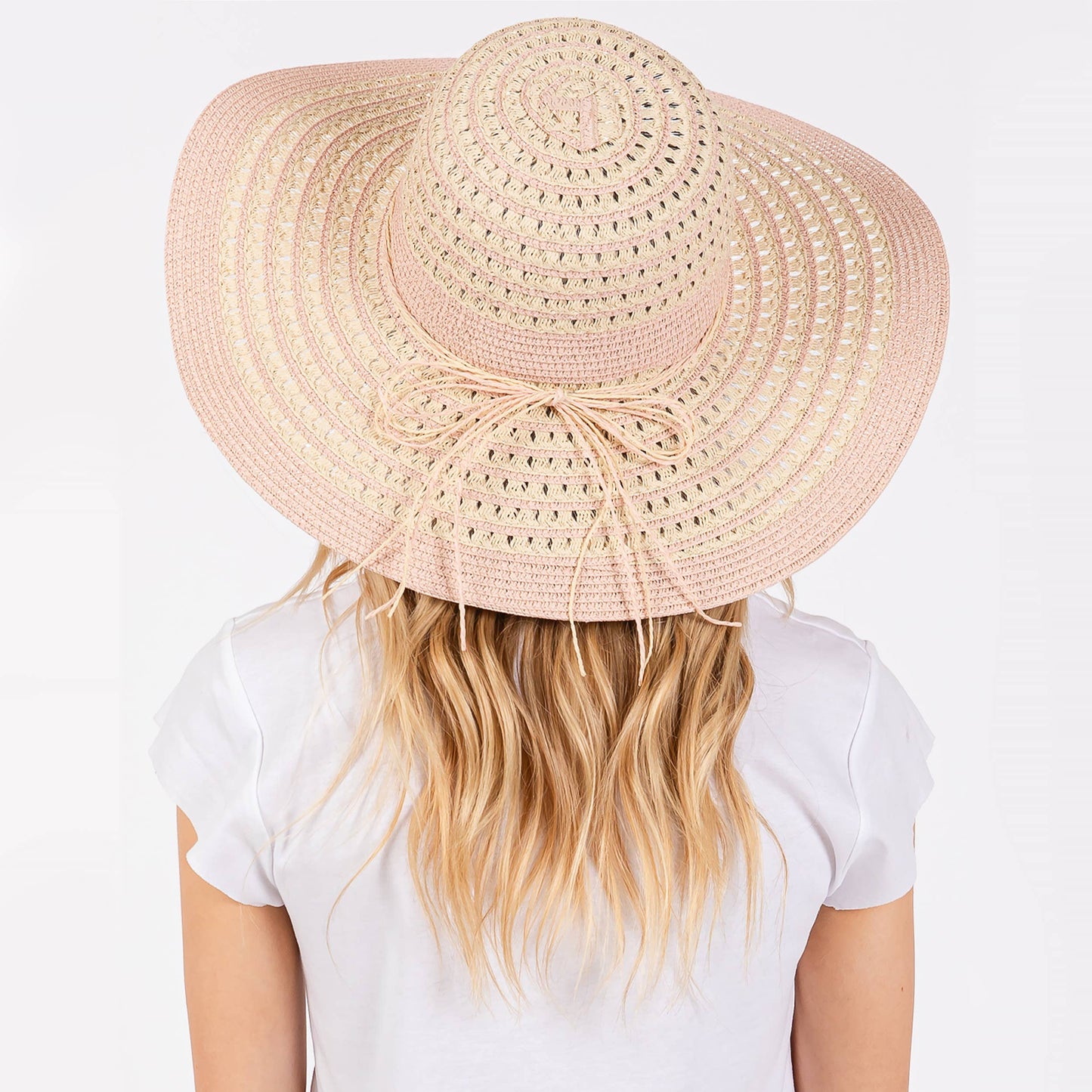 Hana - Striped Pattern Wide Brim Summer Floppy Sun Hat