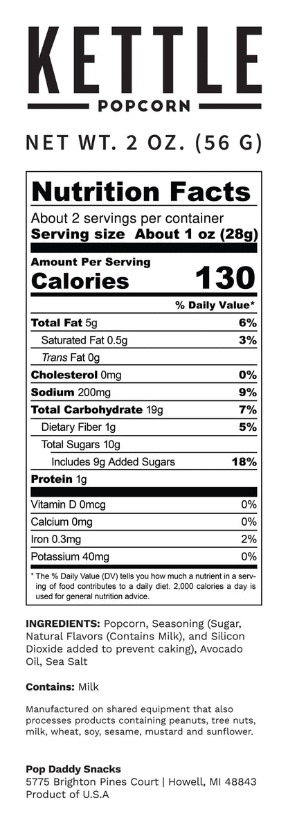 Pop Daddy Snacks - Flavored Popcorn - 2oz - Kettle Corn