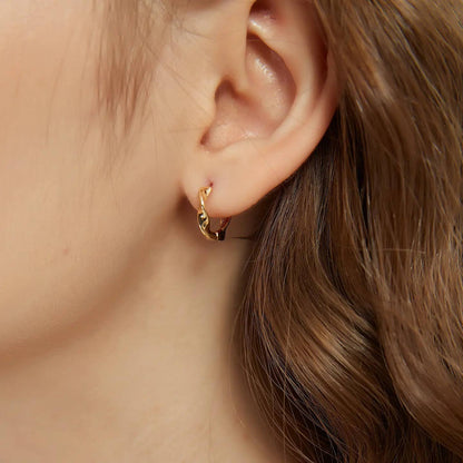 Melange Blanc - Ariel twisted huggie hoop earrings, twist hoop earrings