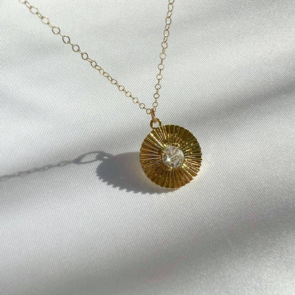 True by Kristy Jewelry - Sunburst Pendant Necklace Gold Filled