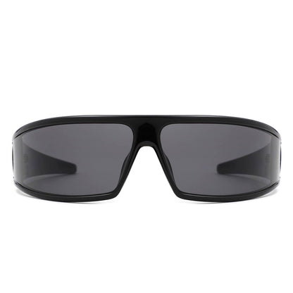 Cramilo Eyewear - Sport Shield Patterned Temples Wraparound Sunglasses