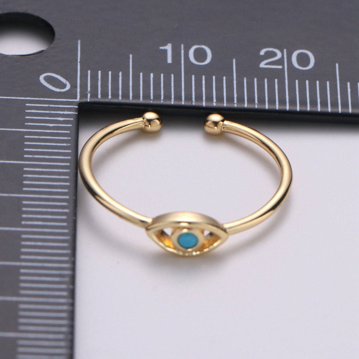 Aim Eternal - Dainty Turquoise Evil Eye Stacking Ring, Gold Minimalist Ring, Simple Open Ring, Thin Adjustable Ring, Amulet Jewelry Gift for her