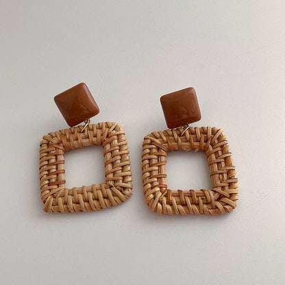 Dipped Shop - Wooden Vintage Rattan Elegant Earrings DPJE1802