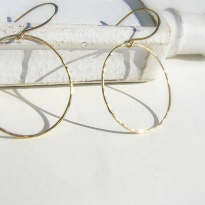 Sela+Sage - Hammered Open Circle Earrings, Large