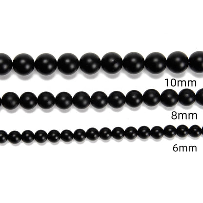 CRCBEADS - Black Onyx Matte Round Beads 4mm 6mm 8mm 10mm 12mm Approx 15.5" Strand