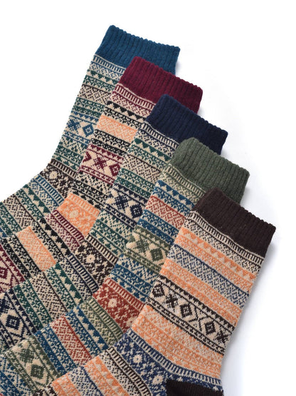 Funkyrel® Atzbranding Limited - Rufia - 5 Pairs Unisex Bohemian Wool Blend Socks