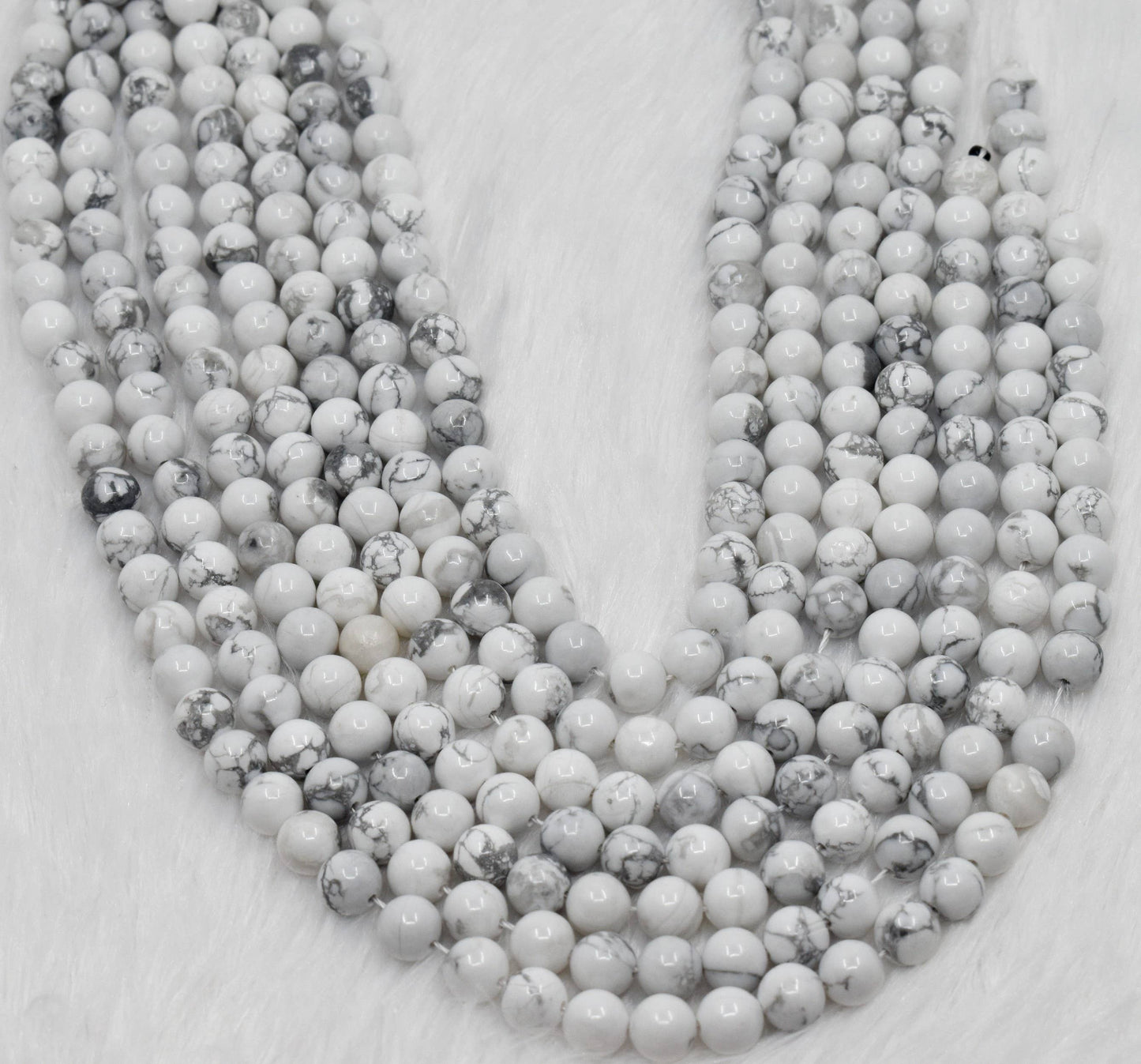 Soothing Crystals - Howlite Round Beads, 4,6,8,10,12,mm Mala for Jewelry Beads