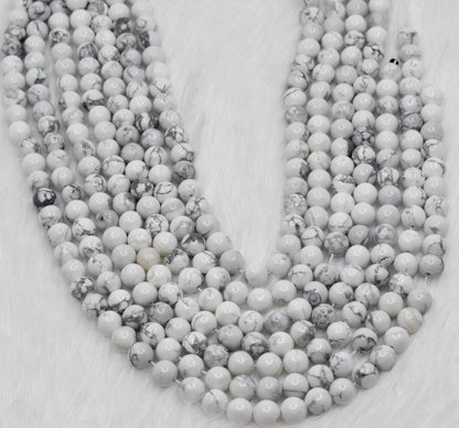 Soothing Crystals - Howlite Round Beads, 4,6,8,10,12,mm Mala for Jewelry Beads