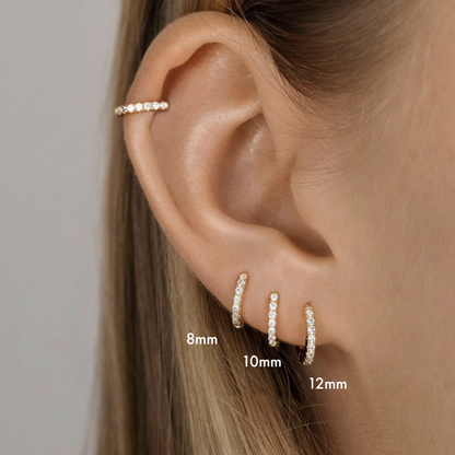 Melange Blanc - E172 paved dainty huggie hoop earrings