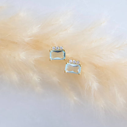 Mesa Blue - Aquamarine Quartz Stud Earrings -Hypoallergenic, Sterling Si