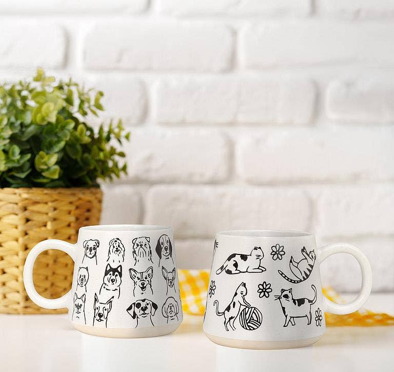 Abbott - Oversized Mug with Dogs-4"H(17oz)