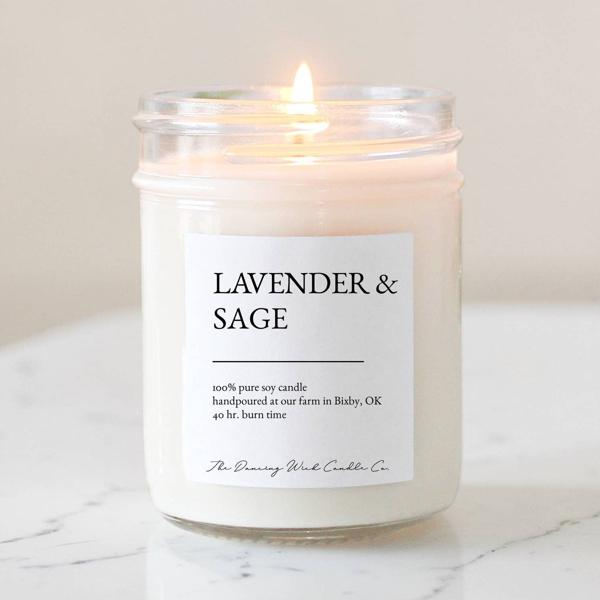 THE DANCING WICK CANDLES - Lavender & Sage Soy Candle | Clean Spa-Inspired Herbal Scent