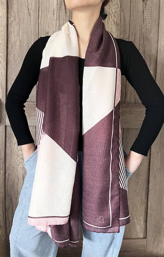 Pink Multi Geometric Wrap Scarf