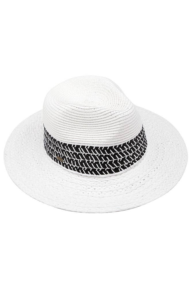 Hana - C.C Paper Straw Panama with Whip Stitches on Woven Trim