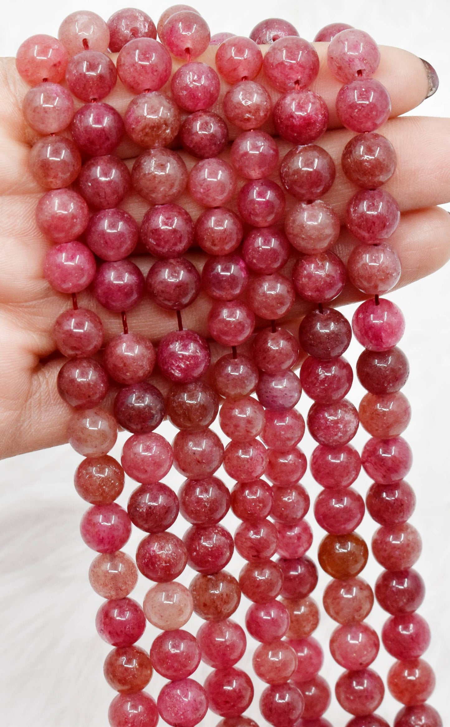Soothing Crystals - Strawberry Quartz Round Beads, 6mm, 8mm,10mm Bead For Strand