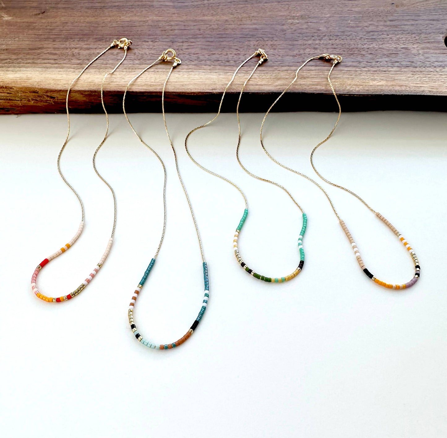 Ocean Breakup - Thin Beaded Necklace - Color Mix Collection