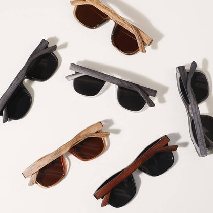Fashion City - Square Shape Frame Wood Legs Fashion Sunglasses