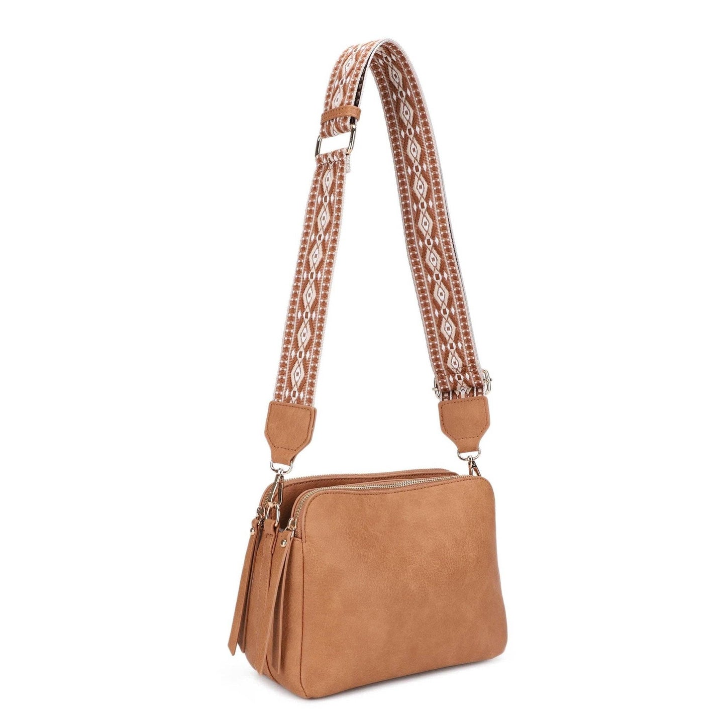 MiMi Wholesale - EJ60197 Mila 3 Compartment Crossbody Bag With Guitar Strap