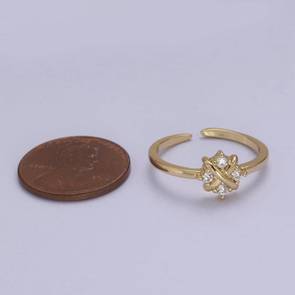 Aim Eternal - Dainty Gold Flower Ring Open Adjustable Ring S-529