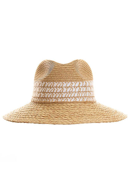 Hana - C.C Paper Straw Panama with Whip Stitches on Woven Trim