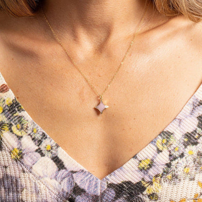 Soul & Little Rose - Pink Opal Star Gold Necklace 14k gold filled adjustable dainty chain