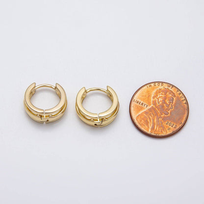 Aim Eternal - 14K Gold Filled 14mm Minimalist Triple Band Cartilage Huggie Earrings | Earrings-00276