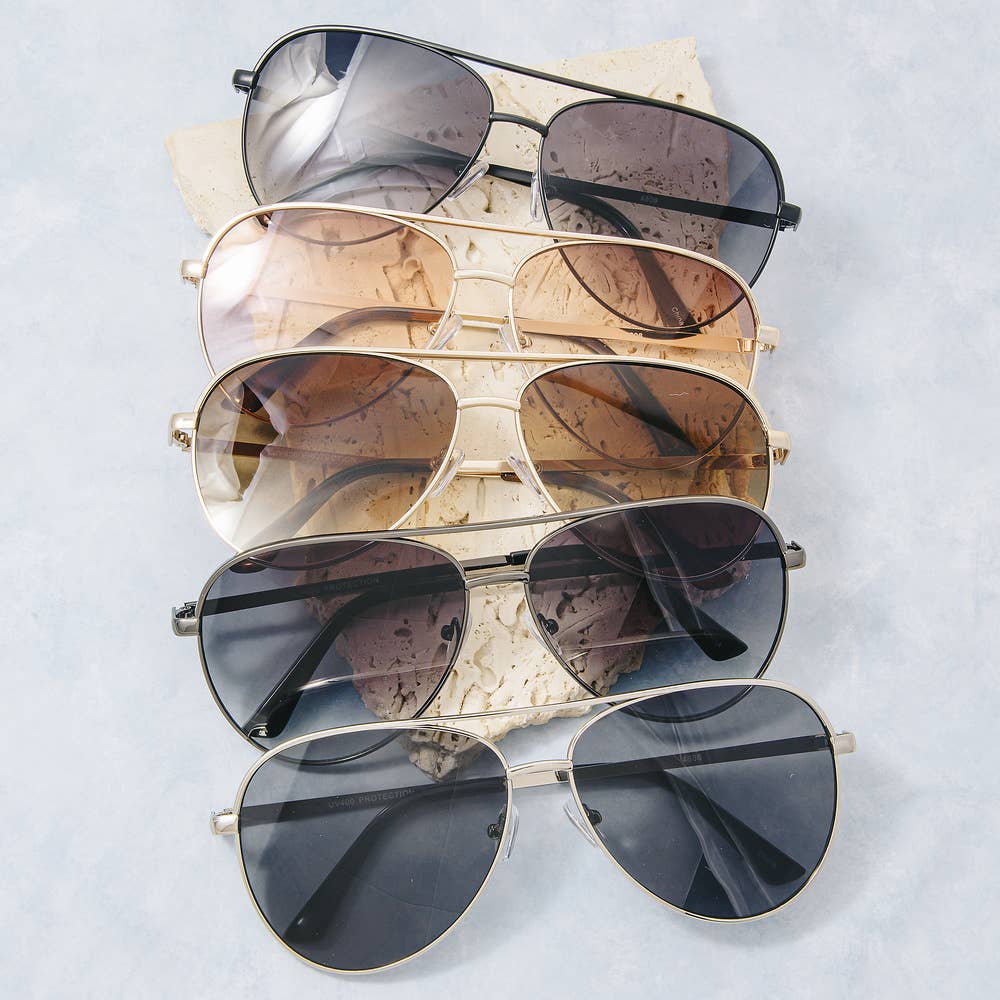Anarchy Street - Metal Frame Aviator Gradient Lens Sunglasses