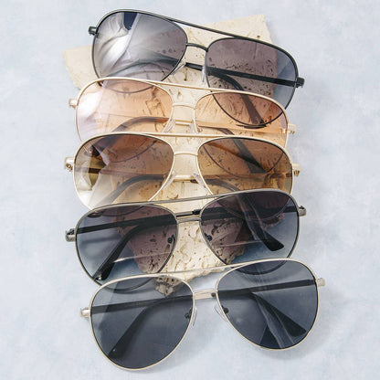 Anarchy Street - Metal Frame Aviator Gradient Lens Sunglasses