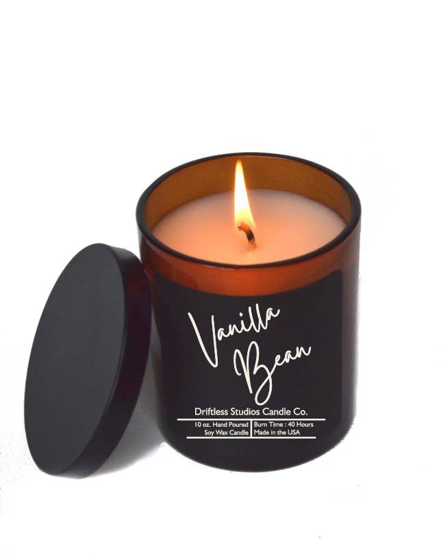 Driftless Studios - Vanilla Bean Soy Candle - 10 oz. Jar With Lid Black Label
