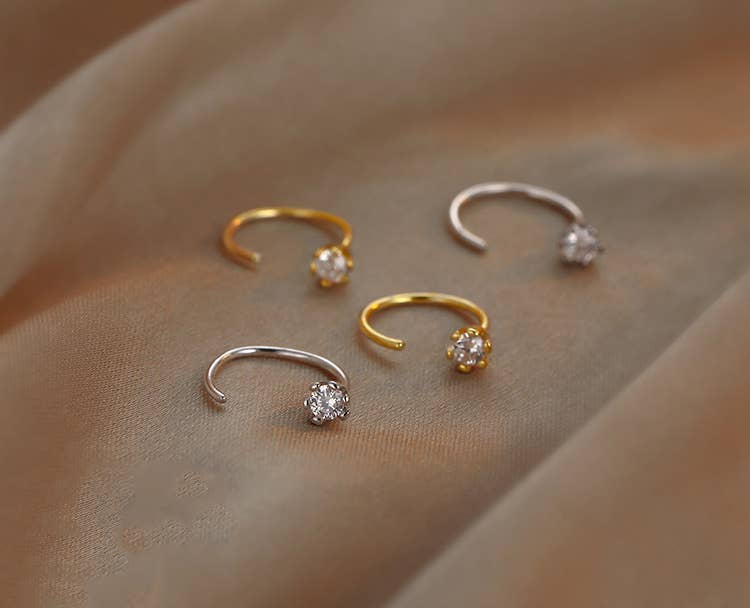 Melange Blanc - 18k gold vermeil E141 huggie hoop earrings, tiny open hoops