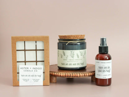 AI113 Aster + Indigo Candle Co. - Rain on an Old Tin Roof | Soy Candle