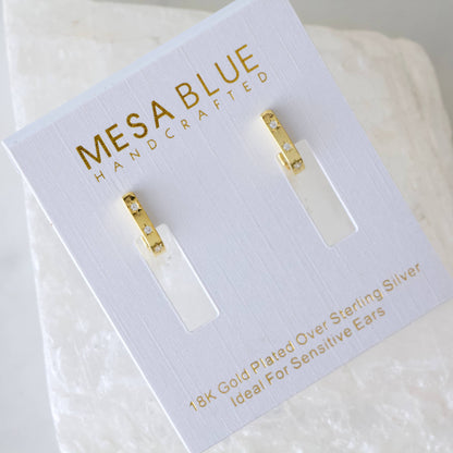 Mesa Blue - Zircon Star U Shaped Earrings - Hypoallergenic, Sterling
