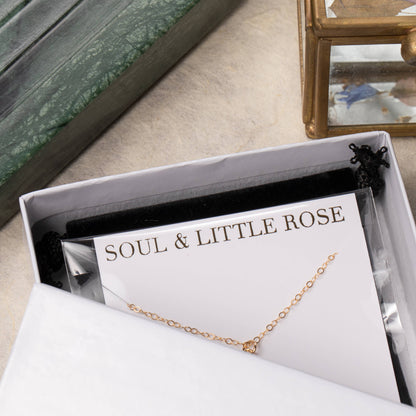 Soul & Little Rose - Rose Quartz Leaf Shape Gemstone Gold Necklace