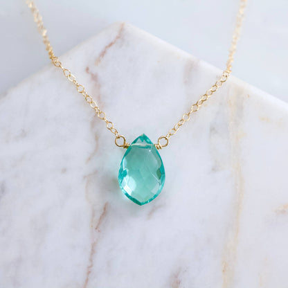 Mesa Blue - Aquamarine Quartz Necklace - Gold Filled