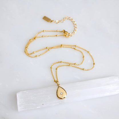 Mesa Blue - Zircon Teardrop Necklace - Waterproof 