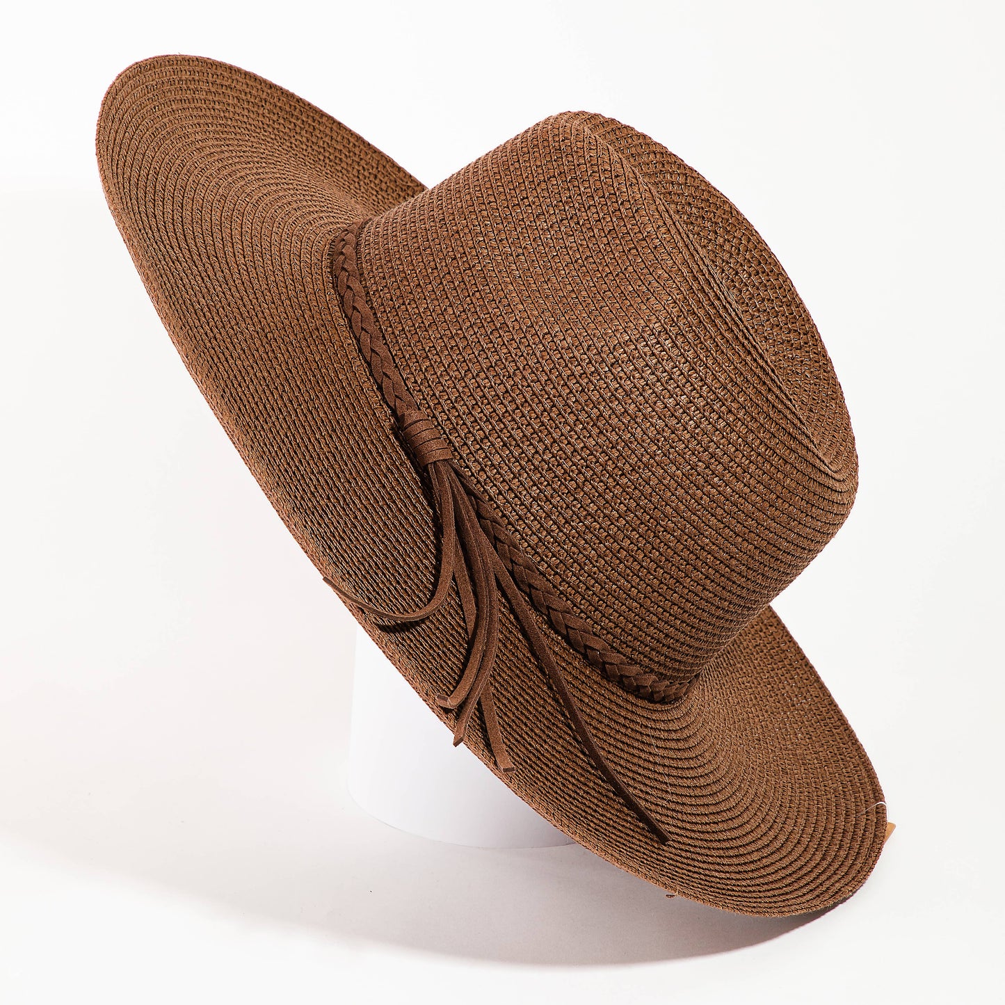 Collections by Fame Accessories - Braided Rope Strap Floppy Brim Sun Hat