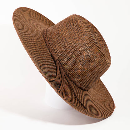 Collections by Fame Accessories - Braided Rope Strap Floppy Brim Sun Hat